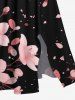 Peach Blossom Petals Flower Print Plus Size Matching Hawaii Beach Outfit For Couples -  