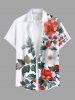 Costume de Plage Grande Taille Imprimé à Fleurs et Feuilles Assorti - Blanc 