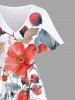 Costume de Plage Grande Taille Imprimé à Fleurs et Feuilles Assorti - Blanc 