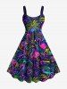 Colorful Flamingo Coconut Tree Print Plus Size Matching Hawaii Beach Outfit For Couples -  
