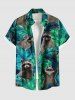 Tropical Leaf Little Raccoon Print Plus Size Matching Hawaii Beach Outfit For Couples -  