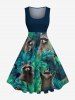 Tropical Leaf Little Raccoon Print Plus Size Matching Hawaii Beach Outfit For Couples -  