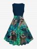 Tropical Leaf Little Raccoon Print Plus Size Matching Hawaii Beach Outfit For Couples -  
