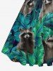 Tropical Leaf Little Raccoon Print Plus Size Matching Hawaii Beach Outfit For Couples -  