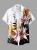 Paint Splatter Flowers Leaf Colorblock Print Plus Size Matching Hawaii Beach Outfit For Couples -  