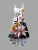Paint Splatter Flowers Leaf Colorblock Print Plus Size Matching Hawaii Beach Outfit For Couples -  