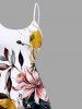 Paint Splatter Flowers Leaf Colorblock Print Plus Size Matching Hawaii Beach Outfit For Couples -  