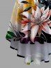 Paint Splatter Flowers Leaf Colorblock Print Plus Size Matching Hawaii Beach Outfit For Couples -  