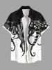 Octopus Two Tone Print Plus Size Matching Dress and Shirt For Couples -  