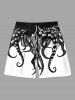 Octopus Two Tone Print Plus Size Matching Dress and Shirt For Couples -  