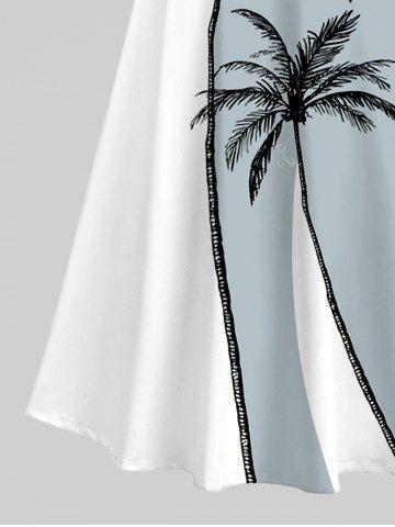 Coconut Tree Colorblock Print Plus Size Matching Hawaii Beach Outfit For Couples