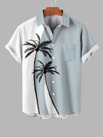 Coconut Tree Colorblock Print Plus Size Matching Hawaii Beach Outfit For Couples