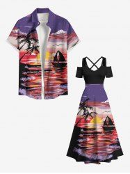 Short de Plage Grande Taille Imprimé Nuage et Soleil Coloré - Multi 