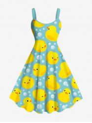Plus Size Duck Bubble Print Hawaii Tank Dress -  