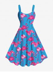 Plus Size Flamingo Print Hawaii Tank Dress -  