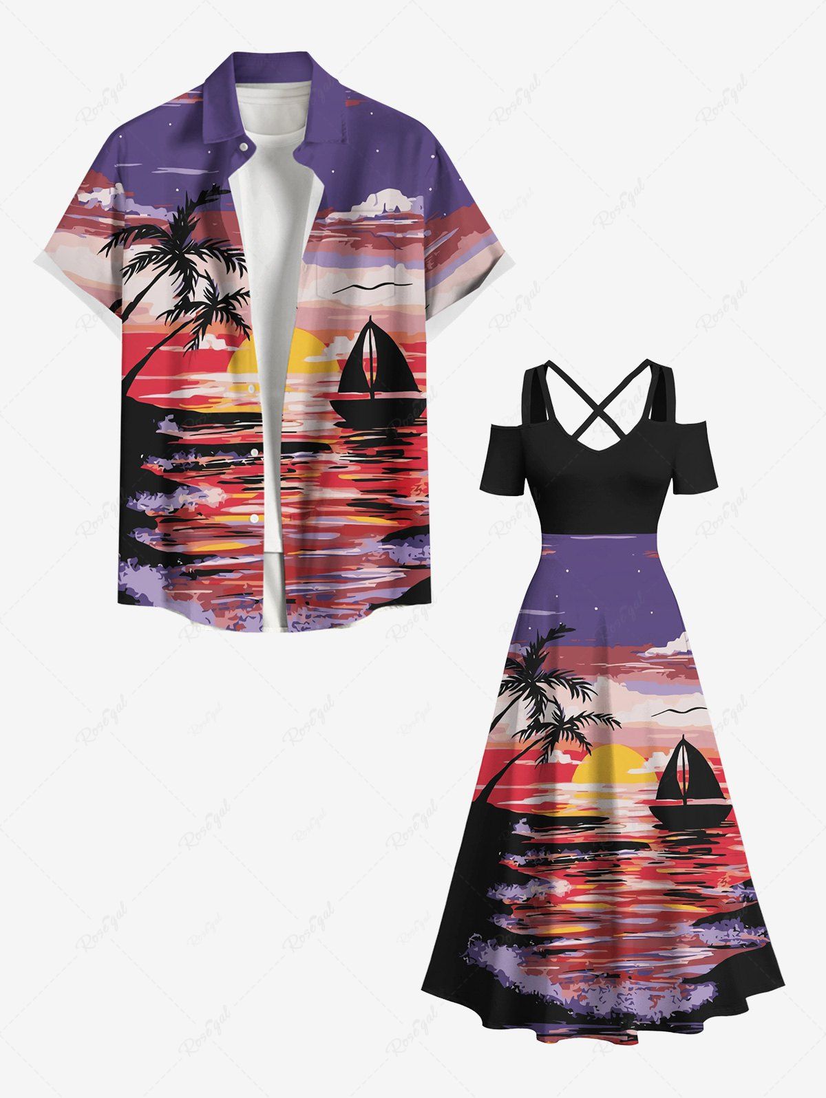 Short de Plage Grande Taille Imprimé Nuage et Soleil Coloré Multi 