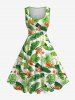 Tenue de Plage à Imprimé Feuilles Tropicales Grande-Taille pour Couples - Vert 