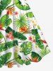 Tenue de Plage à Imprimé Feuilles Tropicales Grande-Taille pour Couples - Vert 