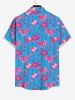 Plus Size Flamingo Print Buttons Pocket Hawaii Shirt For Men -  