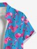 Plus Size Flamingo Print Buttons Pocket Hawaii Shirt For Men -  