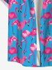 Plus Size Flamingo Print Buttons Pocket Hawaii Shirt For Men -  