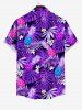 Chemise Imprimé à Fleurs et Feuilles Tropicales à Boutons Grande Taille avec Poche pour Homme - Pourpre  S