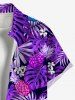 Chemise Imprimé à Fleurs et Feuilles Tropicales à Boutons Grande Taille avec Poche pour Homme - Pourpre  S