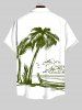 Plus Size Coconut Tree Seascape Cloud Mountain Print Buttons Pocket Hawaii Shirt For Men -  