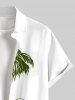Plus Size Coconut Tree Seascape Cloud Mountain Print Buttons Pocket Hawaii Shirt For Men -  