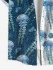 Plus Size Jellyfish Colorblock Print Buttons Pocket Hawaii Shirt For Men -  