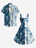 Plus Size Jellyfish Colorblock Print Buttons Pocket Hawaii Shirt For Men -  