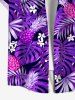 Plus Size Tropical Leaf Flower Pineapple Print Buttons Pocket Hawaii Shirt For Men -  