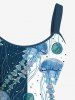 Plus Size Jellyfish Colorblock Print Hawaii Tank Dress -  