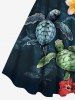Plus Size Tropical Flowers Turtle Print Hawaii Tank Dress -  