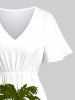 Robe Hawaïen Mi-Longue Fendue Arbre de Noix de Coco et Montagne Imprimés de Grande Taille - Blanc 1X