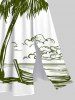 Robe Hawaïen Mi-Longue Fendue Arbre de Noix de Coco et Montagne Imprimés de Grande Taille - Blanc 1X