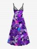 Robe Hawaïen à Bretelle Feuille Tropicale Fleur Imprimées de Grande Taille - Pourpre  4X