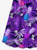 Robe Hawaïen à Bretelle Feuille Tropicale Fleur Imprimées de Grande Taille - Pourpre  4X