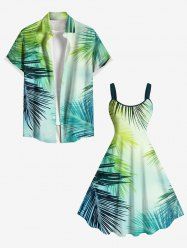Costume D'habit de Grande Taille Imprimée de Feuilles Tropicales - Vert 
