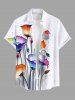 Costume de Plage Grande Taille Imprimé Floral Peinture D'encre Ajustée - Bleu profond 