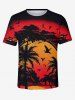 Coconut Tree Ombre Sunset Bird Cloud Print Plus Size Matching Hawaii Beach Outfit For Couples -  