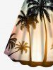 Robe Hawaii Jointive Soleil et Arbre de Noix de Coco Imprimés de Grande Taille - Noir S