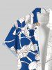 Plus Size Tropical Leaf Flowers Colorblock Print Buttons Pocket Hawaii Shirt For Men -  