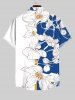 Plus Size Tropical Leaf Flowers Colorblock Print Buttons Pocket Hawaii Shirt For Men -  