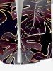 Plus Size Tropical Leaf Print Buttons Pocket Hawaii Shirt For Men -  