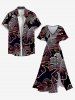 Plus Size Tropical Leaf Print Buttons Pocket Hawaii Shirt For Men -  