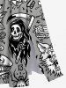 Plus Size Break Heart Skull Cross Print Split Midi Dress -  