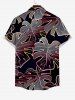 Plus Size Tropical Leaf Print Buttons Pocket Hawaii Shirt For Men -  