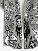 Plus Size Break Heart Skull Cross Print Buttons Pocket Shirt For Men -  
