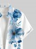 Chemise à Imprimé Fleurs à L'Aquarelle avec Boutons et Poche Grande-Taille pour Hommes - Bleu Ciel 4XL